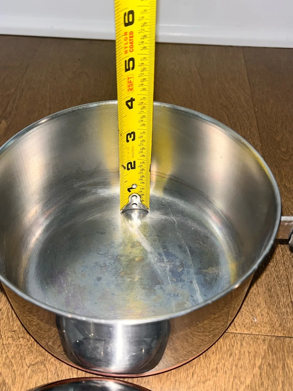 Vintage Revere Ware 1.5 Quart Stainless Steel / Copper Bottom Pot W/ Lid: 3973